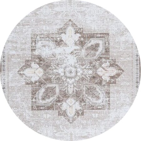 Safavieh 4 x 4 ft. Tucson Traditional Round Power Loomed Rug; Sage & Ivory TSN102W-4R